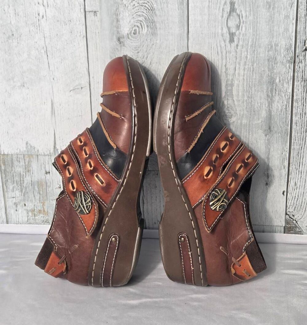 L'Artiste Sherbert Leather Enclosed Clogs w Hook & Loop Strap Sz. 38 (7.5-8) - Picture 4 of 10